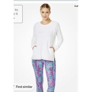 Lilly Pulitzer Luxletic Resort White Beach Comber Pullover Sweatshirt Large EUC